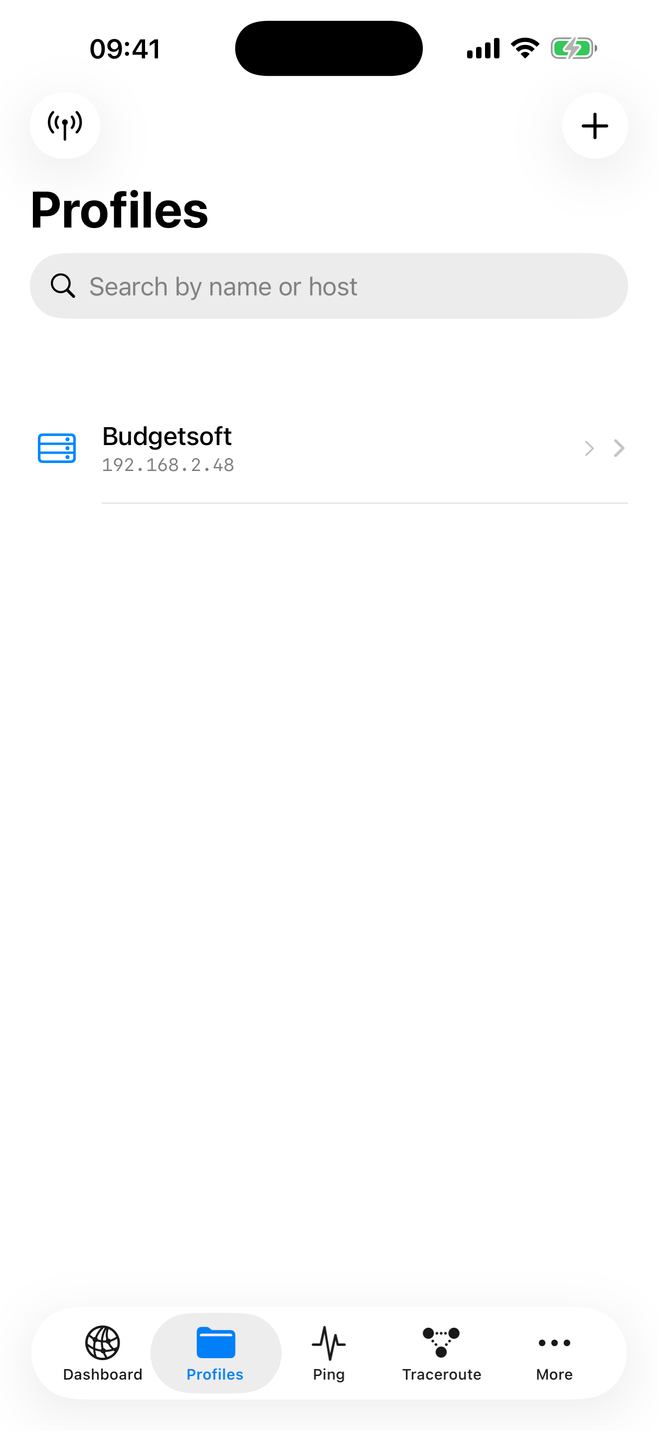 NetKit Pro Profiles showing saved hosts with quick actions and status